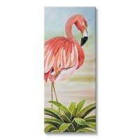 Stupell Industries Zarif Kuş Pembe Flamingo Tropikal Durgun Su Tesisi, 30, Tasarım © Lisa Sparling
