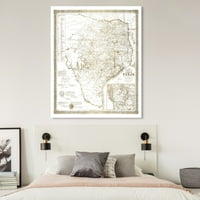 Wynwood Stüdyo Haritalar ve Bayraklar duvar sanatı tuval Baskılar 'Texas 1856-Altın Metalik' ABD Devletleri Haritaları-Altın,