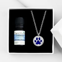 Anavıa Köpek Pençe uçucu yağ Difüzör Kristal Kolye Aromaterapi Hediye Seti-Gümüş Kolye ve Lavanta Yağı