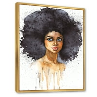 Designart 'Portre Afro Amerikan Kadın X' Modern Çerçeveli Tuval Duvar Sanatı Baskı