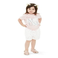 Minnie Mouse Bebek ve Yürümeye Başlayan Kız Çocuk şort Takımı, 2 Parça Kıyafet Seti, 12M-5T