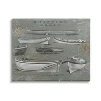 Stupell Nakliye ve Zanaat Çeşitli Tekneler Diyagramı Ulaşım Resim Galerisi Sarılmış Tuval Baskı Duvar Sanatı