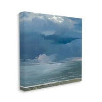 Stupell Sanayi Kasvetli Bulut Beachscape Pastel Mavi Kahverengi Boyama Tuval Duvar Sanatı Tasarım Kathrine Lovell,
