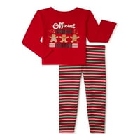 Yolu Kutlamak Kızlar Noel Grafik T-Shirt ve Tozluk, 2 Parça Kıyafet Seti, Boyutları 4-18