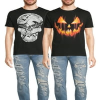 Cadılar Bayramı erkek Jack O fener ve kafatası Tee gömlek, 2'lipaket, boyutları S-2XL