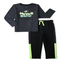 Atletik Çalışır Bebek ve Yürümeye Başlayan Çocuk Grafik Tee ve koşucu pantolonu Seti, 2 Parça, Boyutları 12M-5T