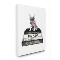 Stupell Industries Moda Tasarımcısı Pet Köpek Bookstack Amanda Greenwood tarafından Siyah Altın Suluboya Tuval Duvar