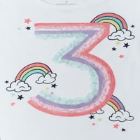Miniville Toddler Kız Doğum Günü Grafik T-shirt ve Tutu Etek, 2 Parça Kıyafet Seti