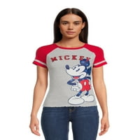 Kadın Mickey Grafik Kısa Kollu Raglan Tişört