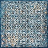 İyi Dokunmuş Laurent Kubala 5'3 7'3 Modern Vintage Mozaik Karo Çalışma Mavi Alan Kilim