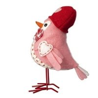 Sevgililer Günü'nü Kutlamanın Yolu Kırmızı Şapkalı Masa Üstü Süslemeli Kumaş Kuş, 7 Boyunda