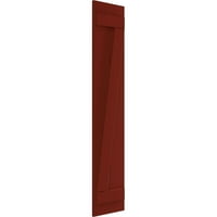 Ekena Millwork 3 4 W 47 H Gerçek Uyum PVC İki Tahta Birleştirilmiş Tahta-n-Çıta Panjurlar w Z-Bar, Biber Kırmızısı