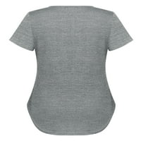 Chama Kısa Kollu Tunik Üstleri Kadınlar için Dantel-up V Boyun T Shirt Bluz