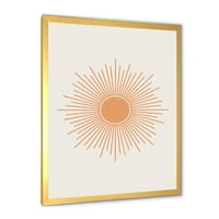 Designart 'Minimal Parlak Parlayan Turuncu Güneş ışınları III' Modern Çerçeveli Sanat Baskısı