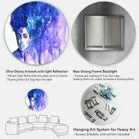Designart 'Afro Amerikalı Kadının Görkemli Mavi Portresi' Modern Daire Metal Duvar Sanatı - 36'lık Disk