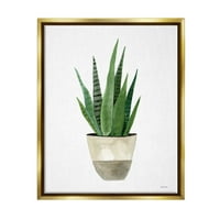 Aptal Saksı Aloe Bitki Rahat Botanik ve Çiçek Boyama Altın Şamandıra Çerçeveli sanat Baskı Duvar Sanatı
